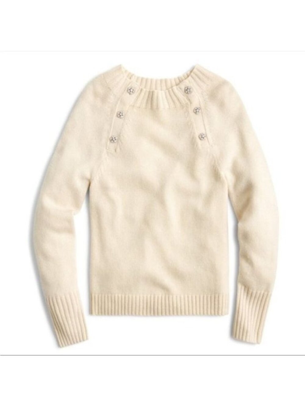 J. Crew Ivory Sweater w/ Jeweled Buttons K5299 Small